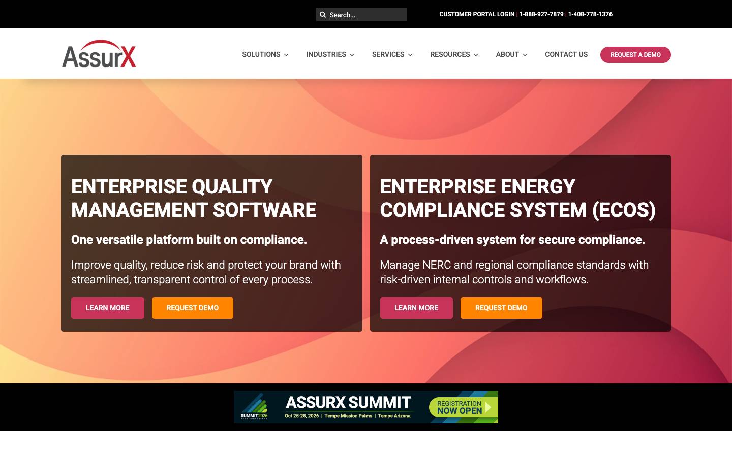 AssurX's homepage, as read on Oct 2, 2026