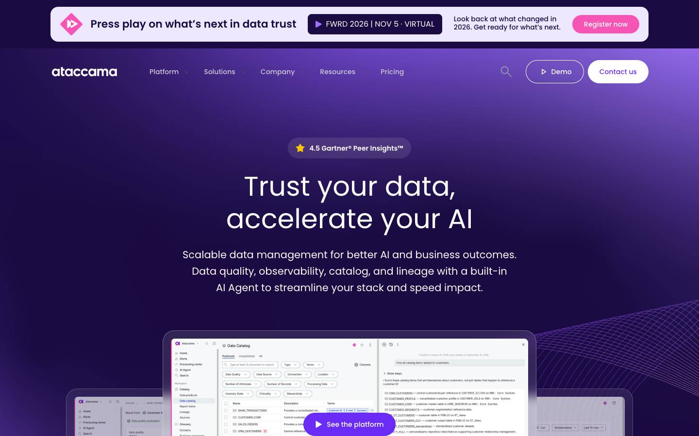 Ataccama's homepage, as read on Oct 2, 2026
