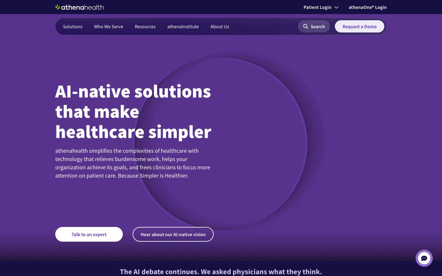athenahealth's homepage, as read on Oct 6, 2026