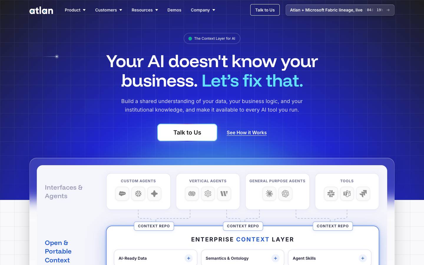 Atlan's homepage, as read on Oct 2, 2026