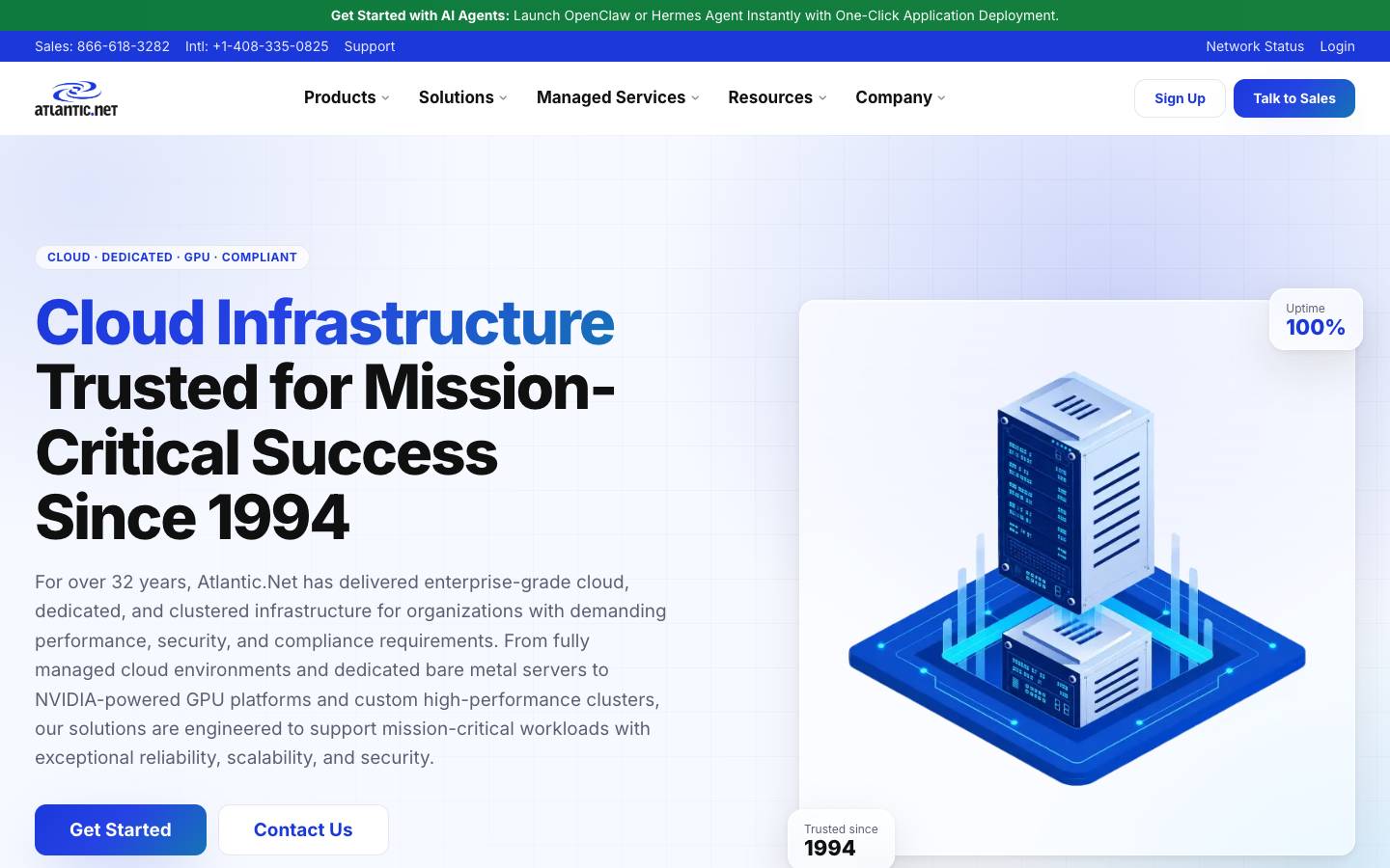 Atlantic.net's homepage, as read on Oct 2, 2026