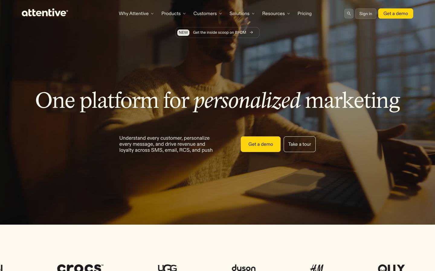 Attentive's homepage, as read on Oct 2, 2026