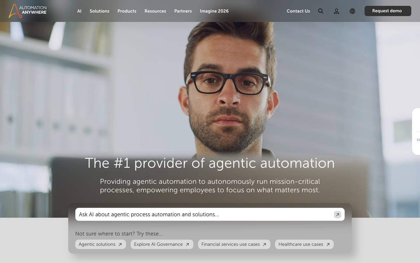 Automation Anywhere's homepage, as read on Oct 2, 2026