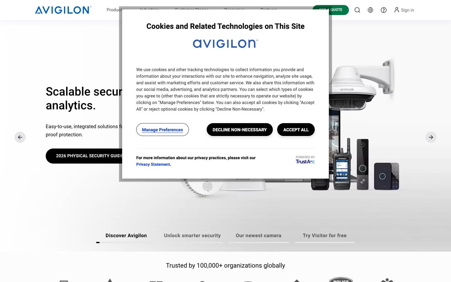 Avigilon's homepage, as read on Oct 2, 2026