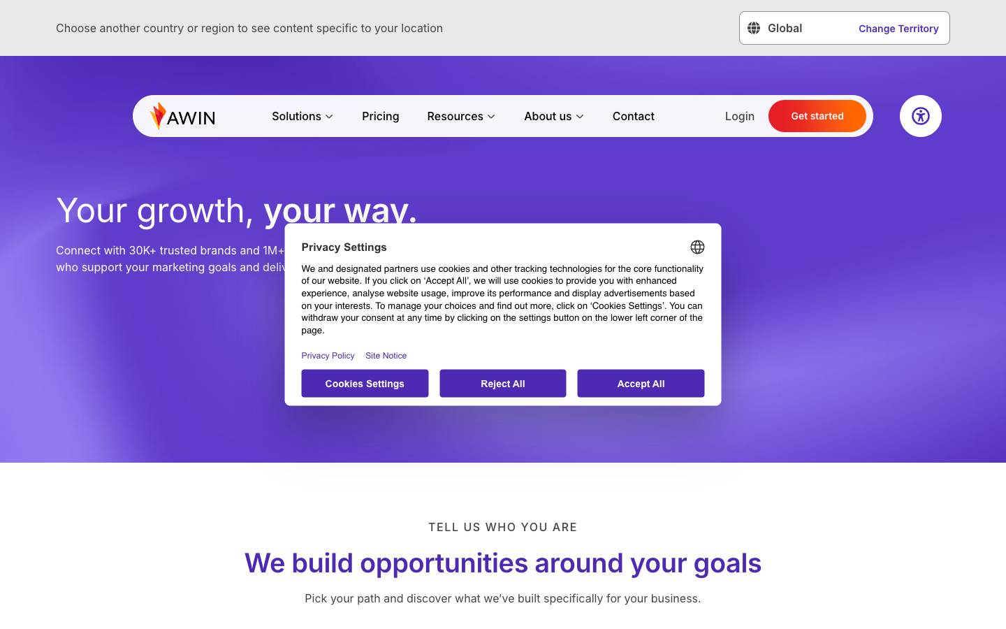 Awin's homepage, as read on Oct 2, 2026