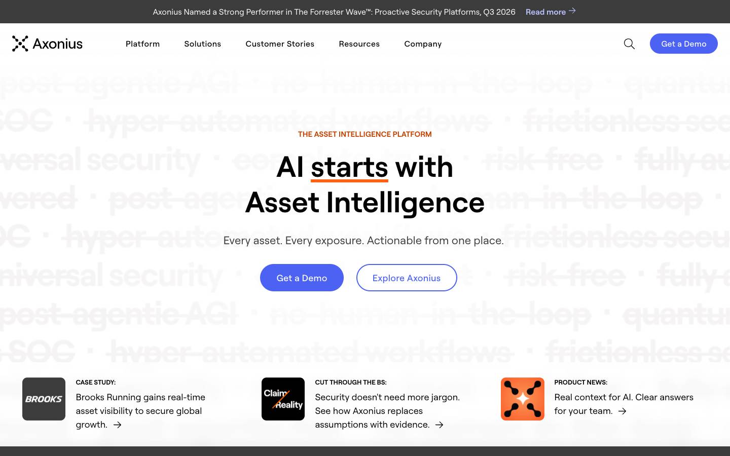 Axonius's homepage, as read on Oct 2, 2026