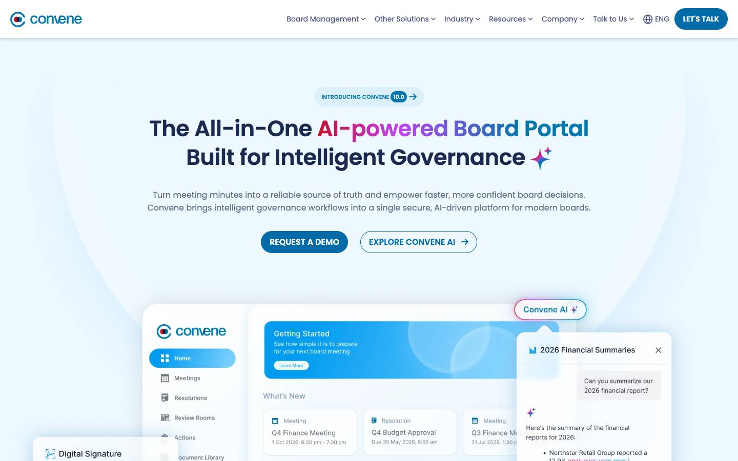 Convene's homepage, as read on Oct 2, 2026