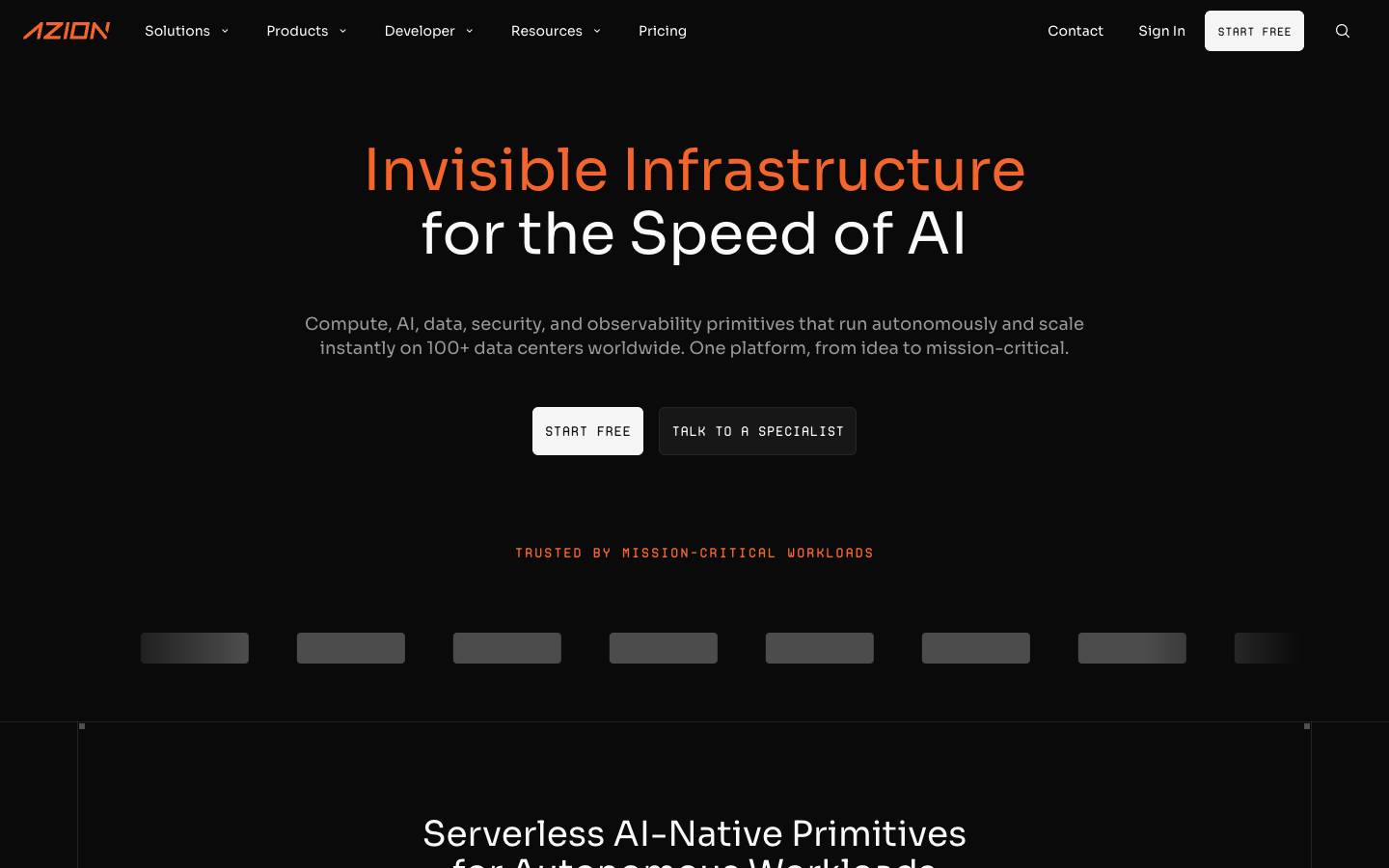 Azion's homepage, as read on Oct 2, 2026