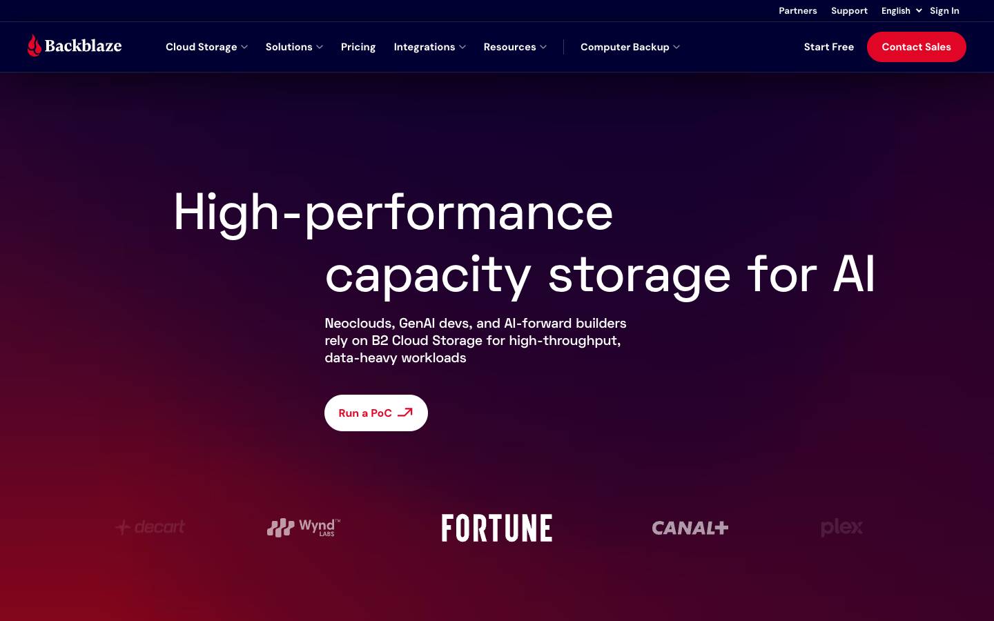 Backblaze's homepage, as read on Oct 2, 2026