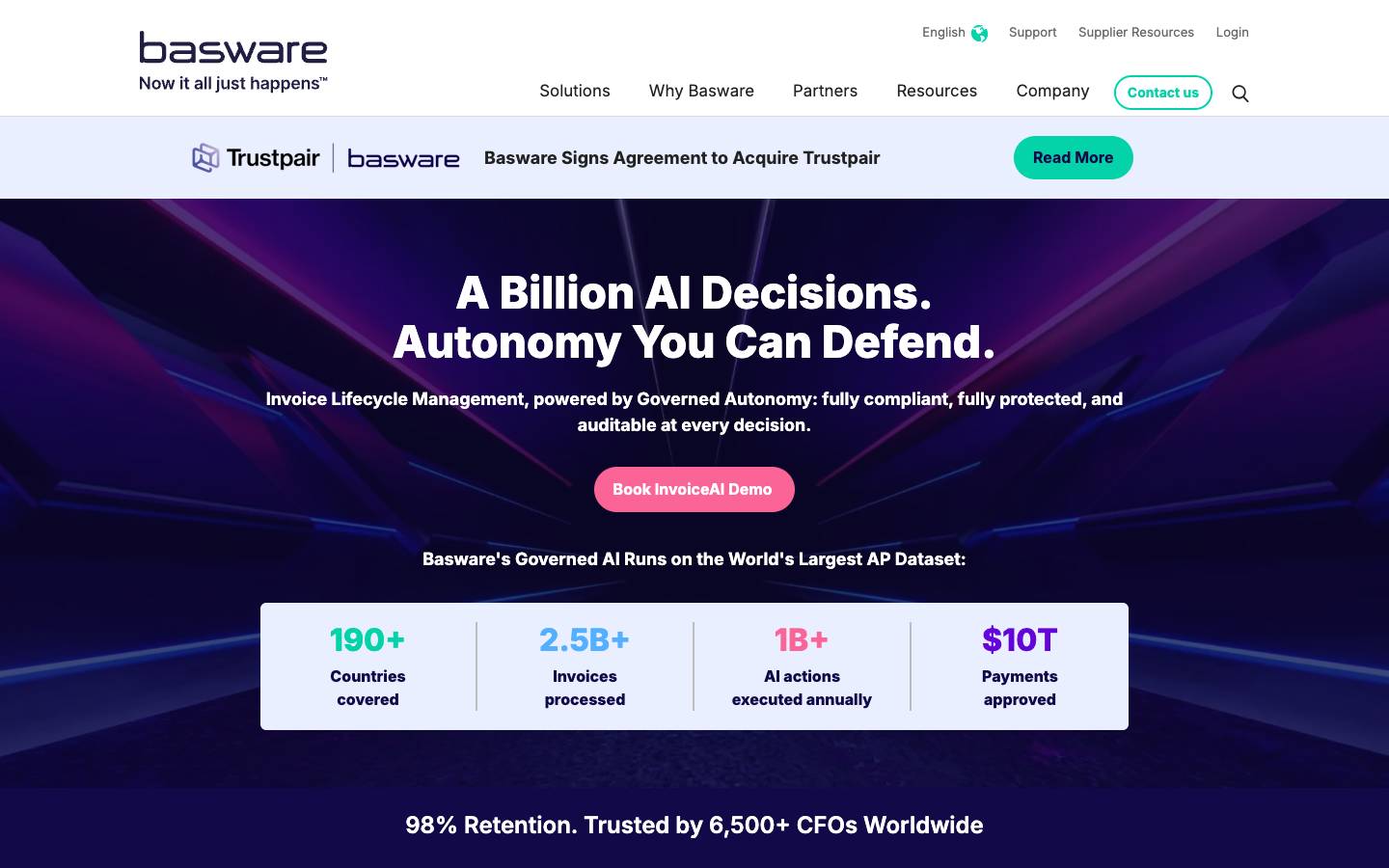 Basware's homepage, as read on Oct 2, 2026