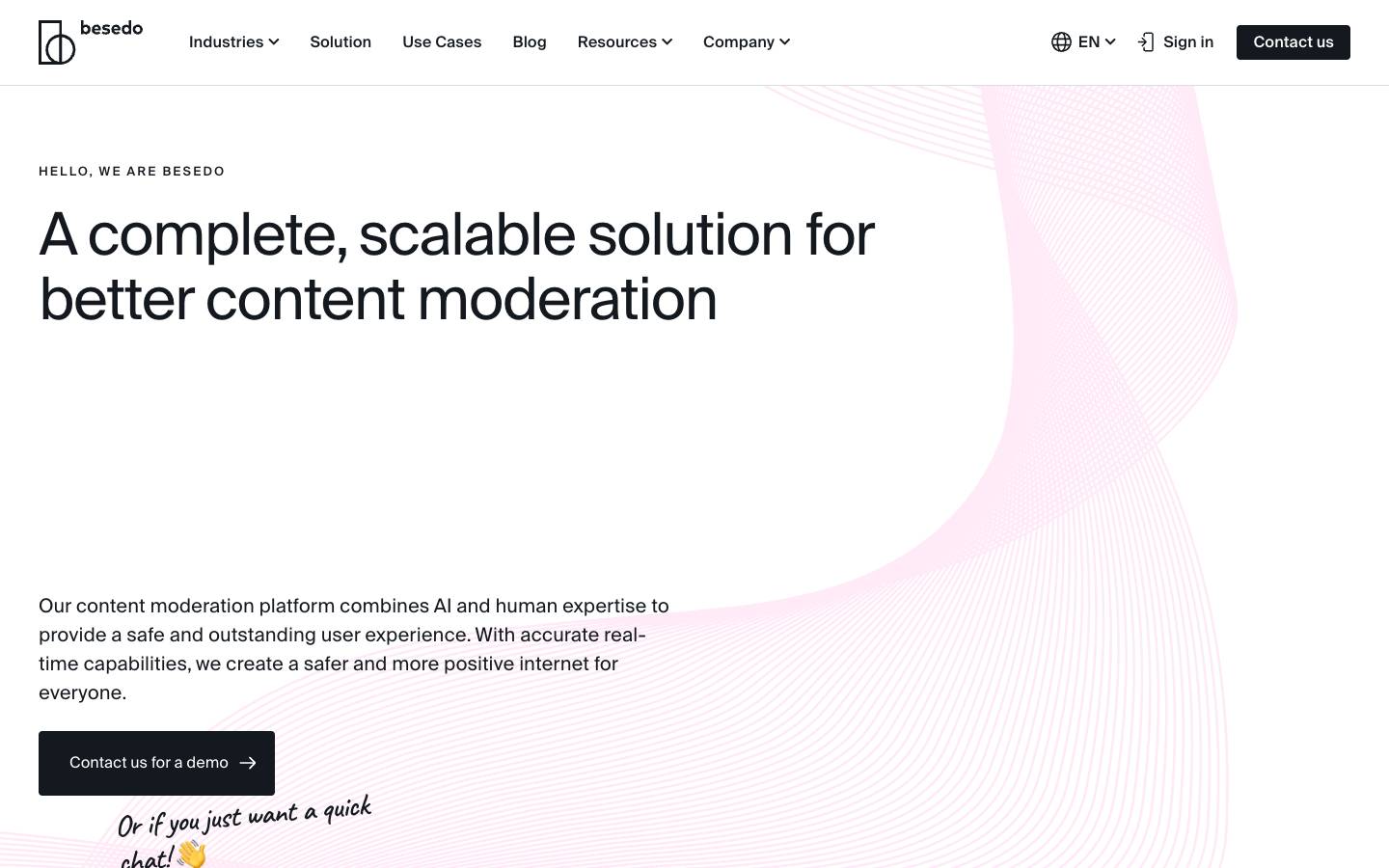 Besedo's homepage, as read on Oct 2, 2026