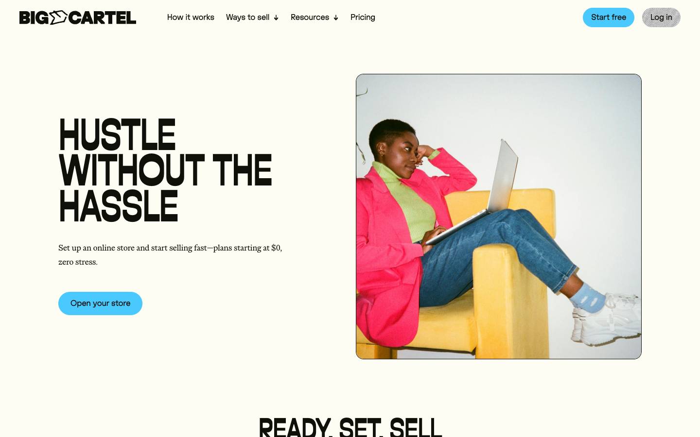 Big Cartel's homepage, as read on Oct 2, 2026