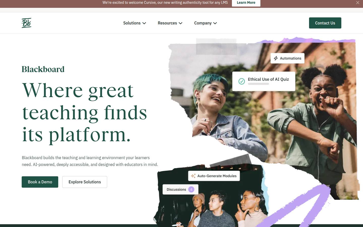Blackboard's homepage, as read on Oct 3, 2026