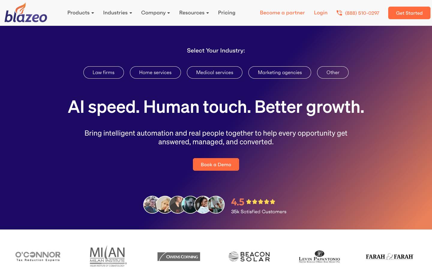 Blazeo's homepage, as read on Oct 2, 2026