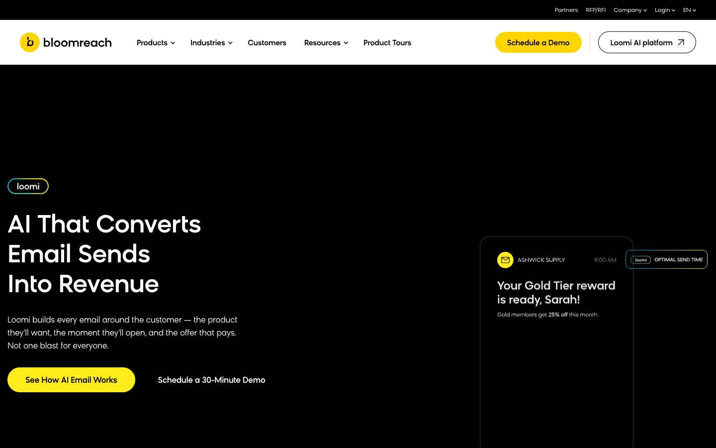 Bloomreach's homepage, as read on Oct 2, 2026