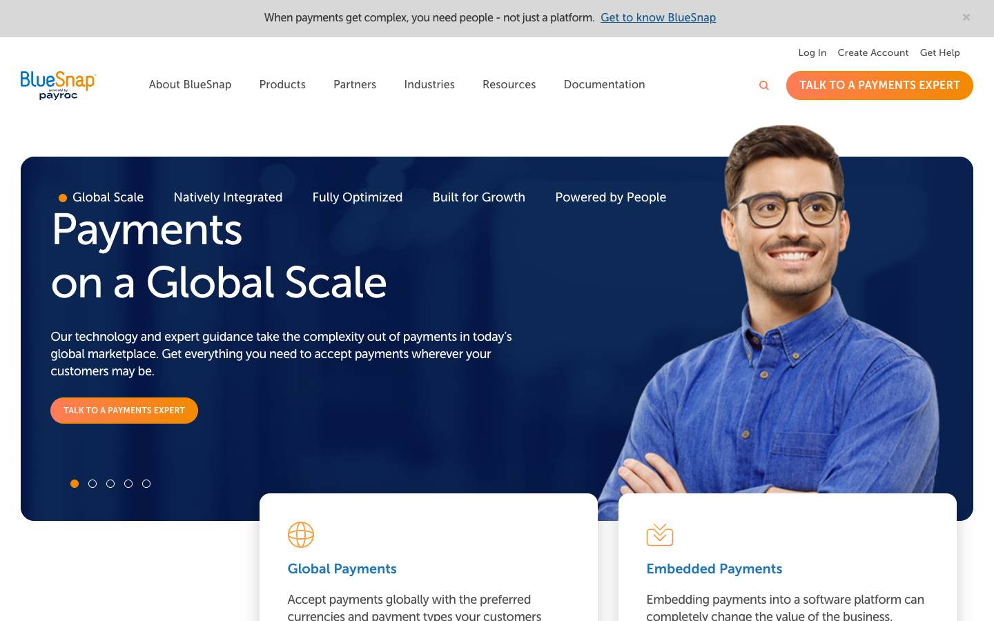 BlueSnap's homepage, as read on Oct 2, 2026