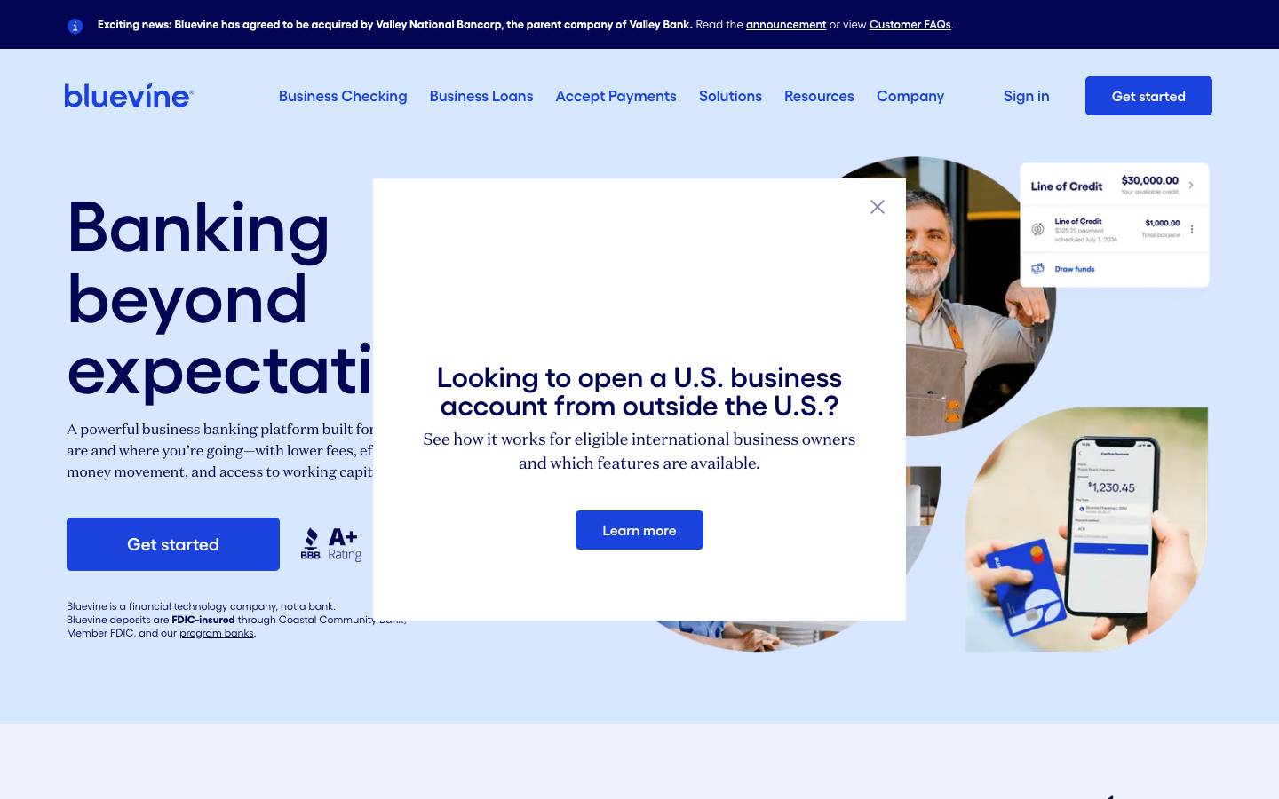 BlueVine's homepage, as read on Oct 2, 2026