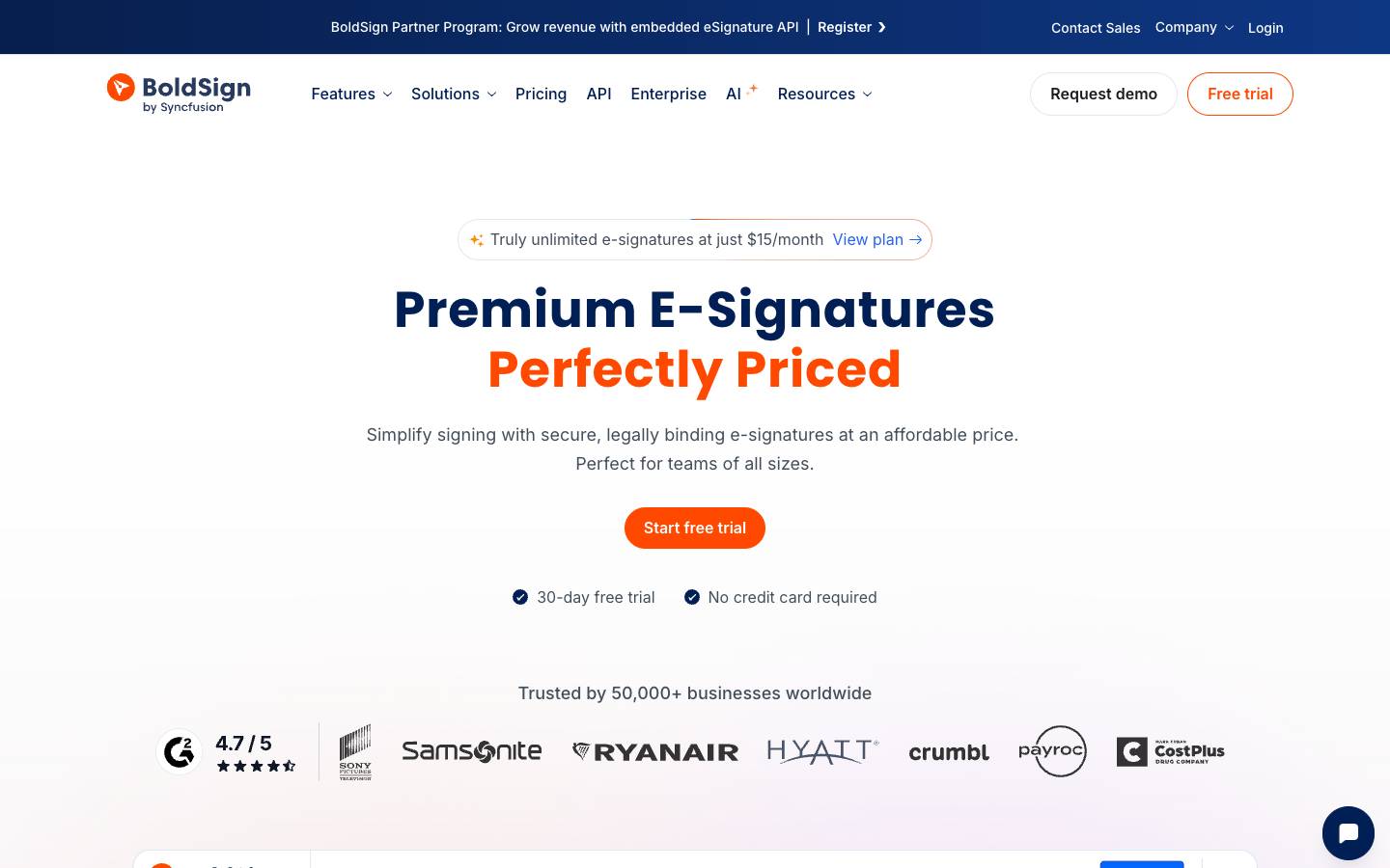 BoldSign's homepage, as read on Oct 2, 2026