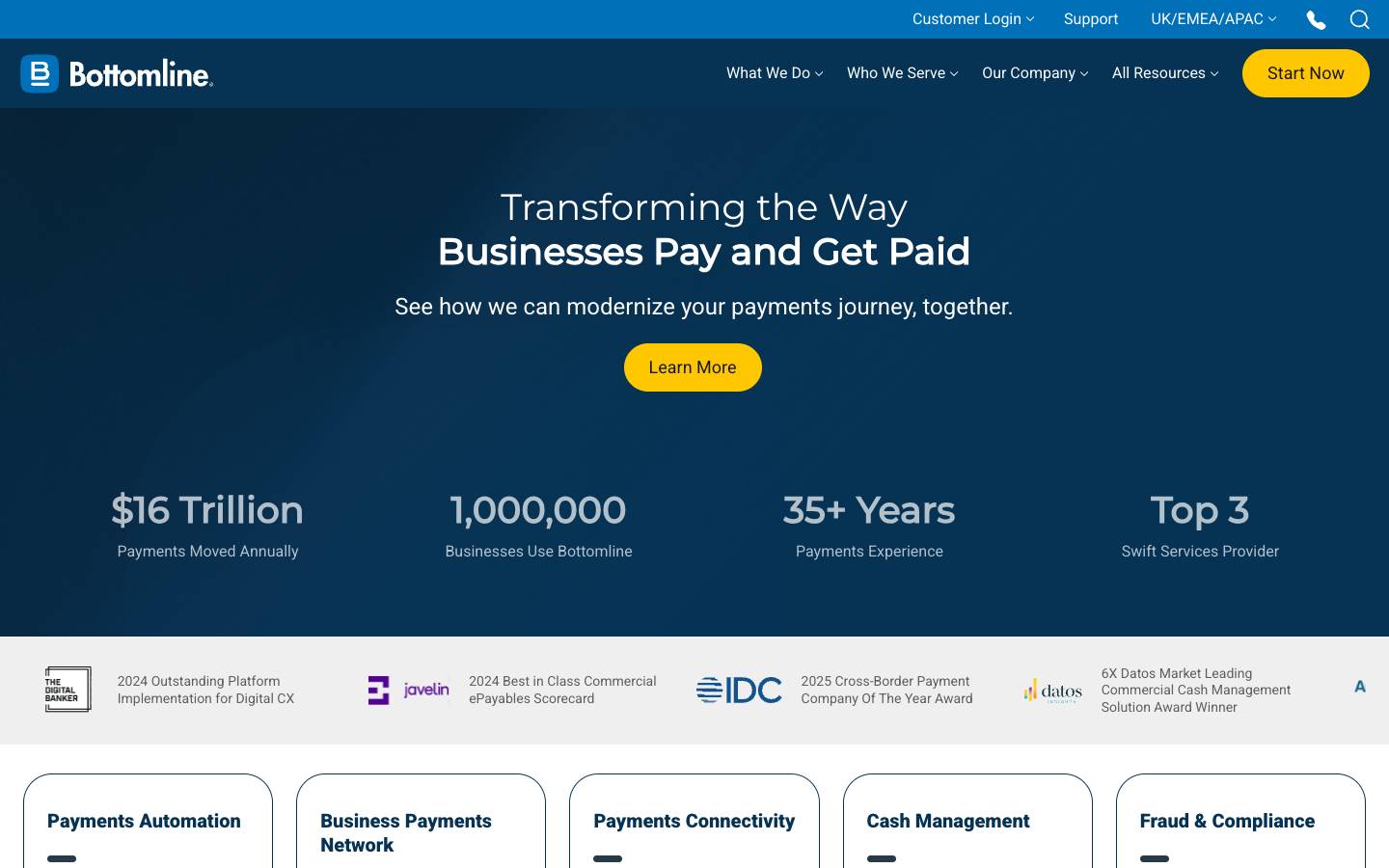 Bottomline's homepage, as read on Oct 2, 2026