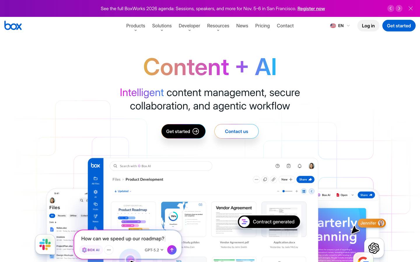 Box's homepage, as read on Oct 2, 2026