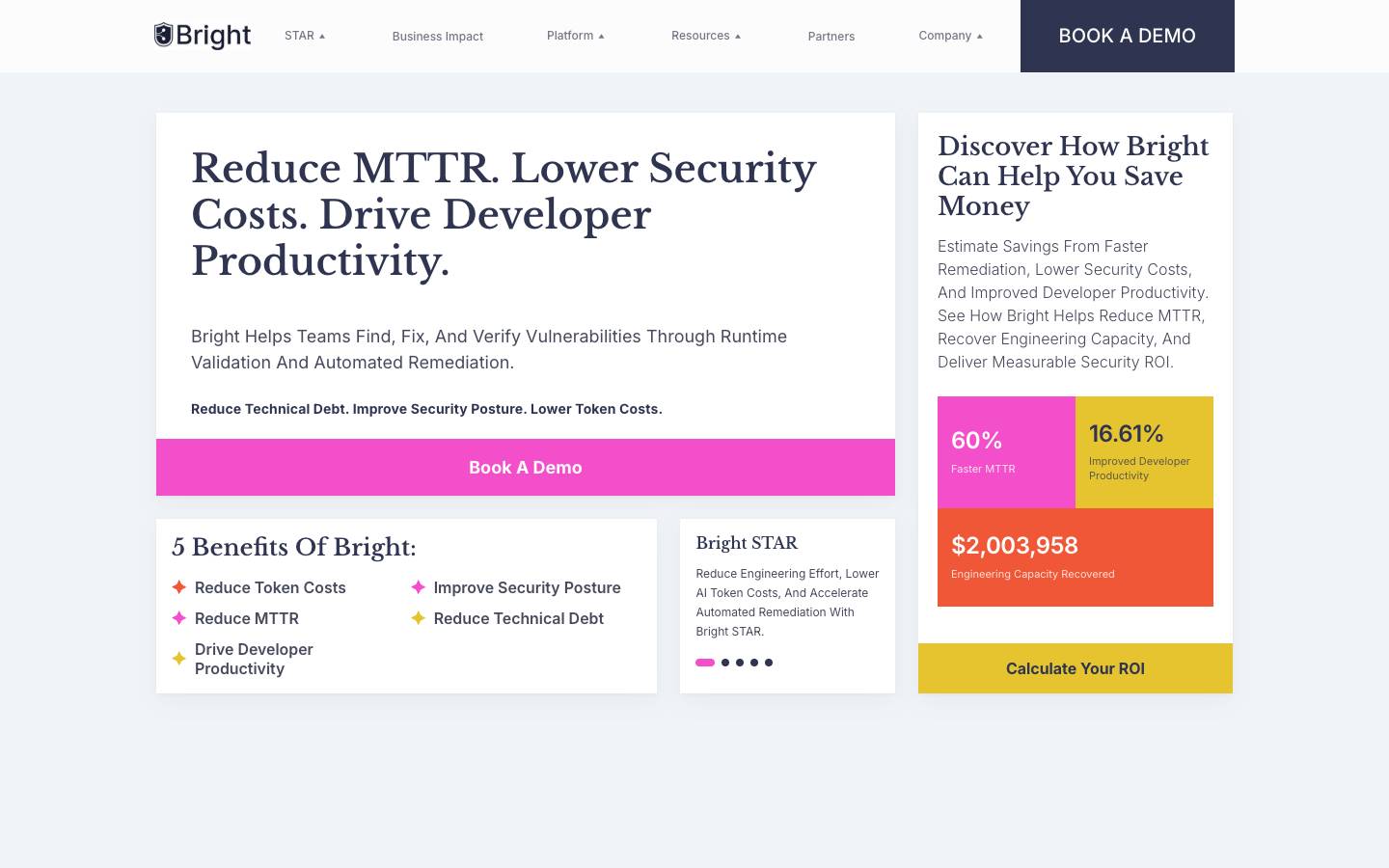 Bright Security's homepage, as read on Oct 2, 2026