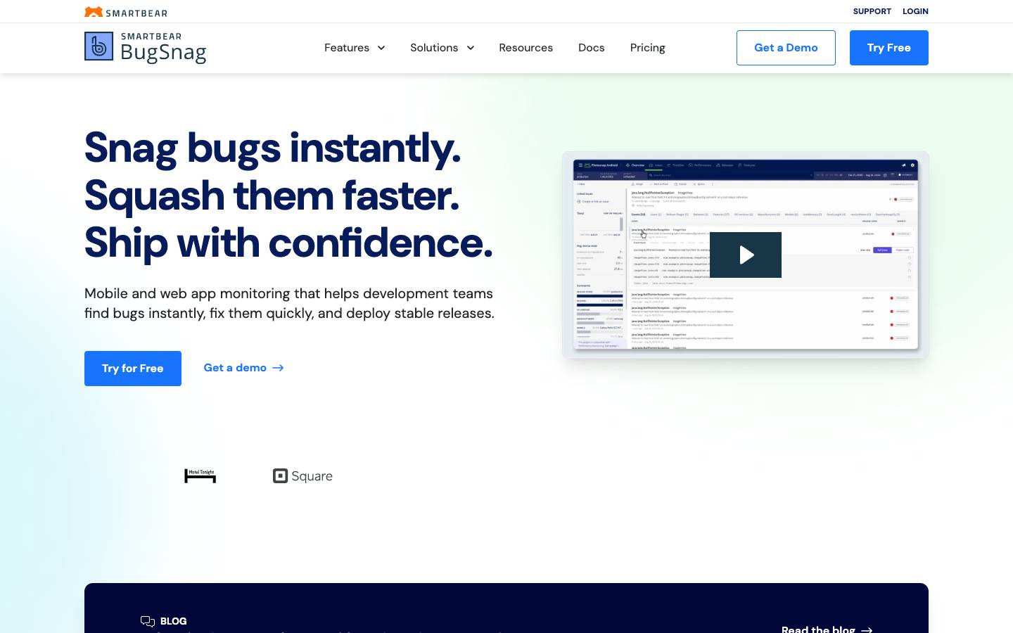 BugSnag's homepage, as read on Oct 2, 2026