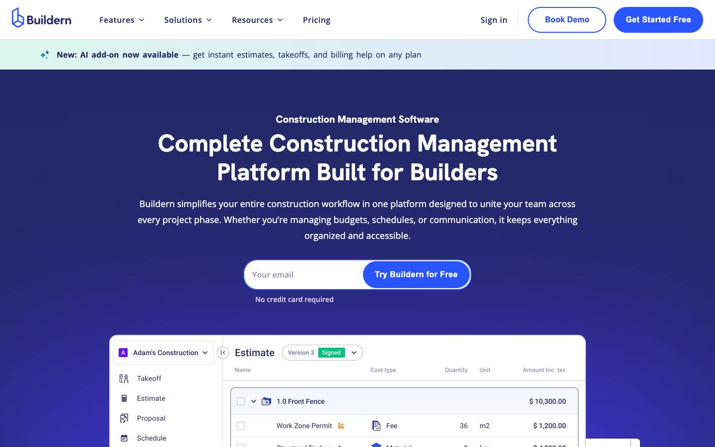Buildern's homepage, as read on Oct 2, 2026