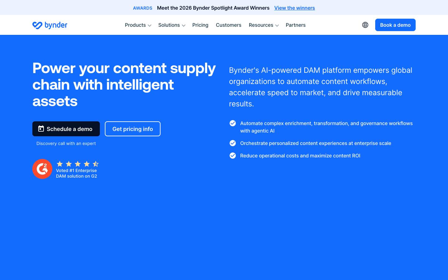 Bynder's homepage, as read on Oct 2, 2026