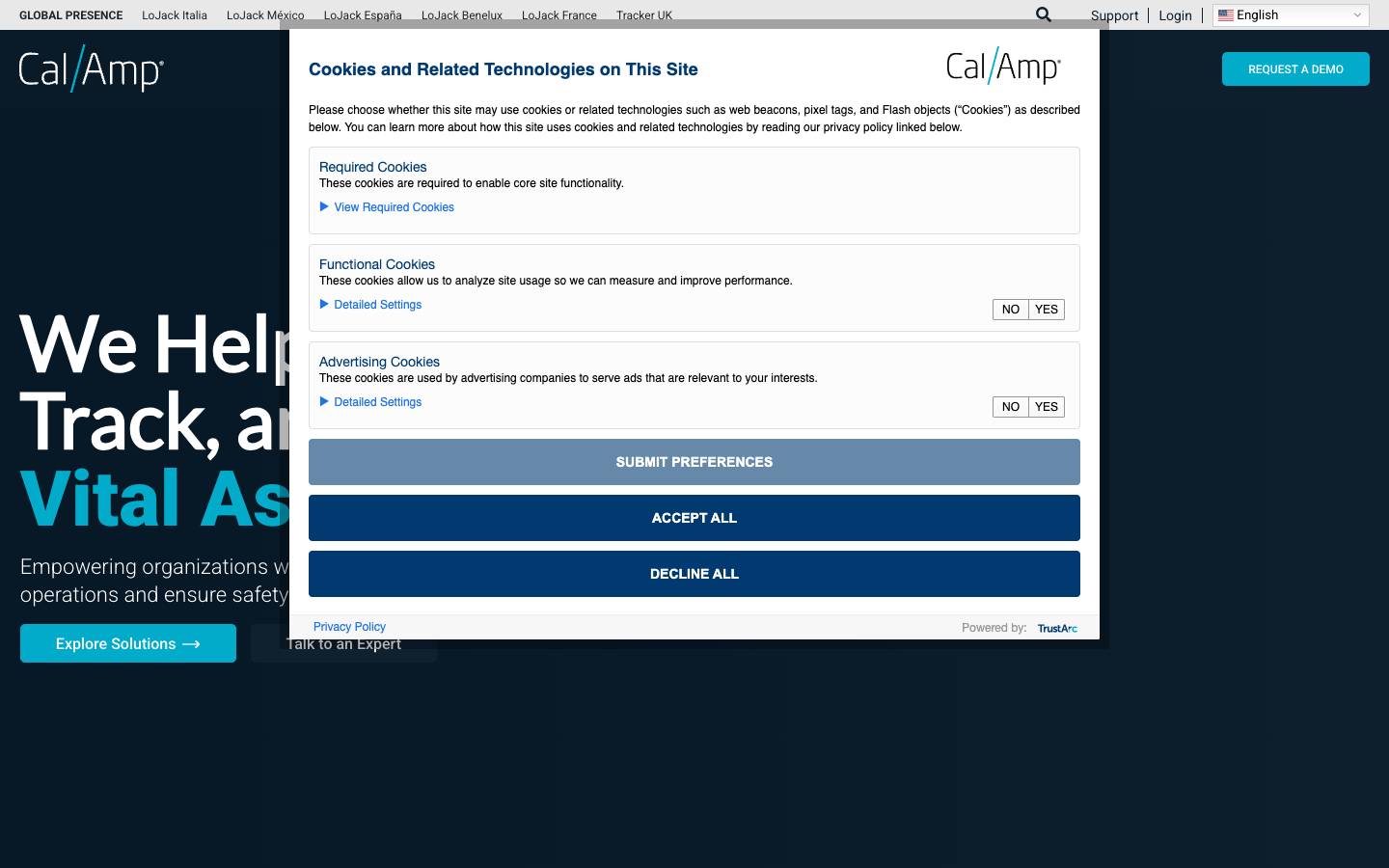 CalAmp's homepage, as read on Oct 2, 2026
