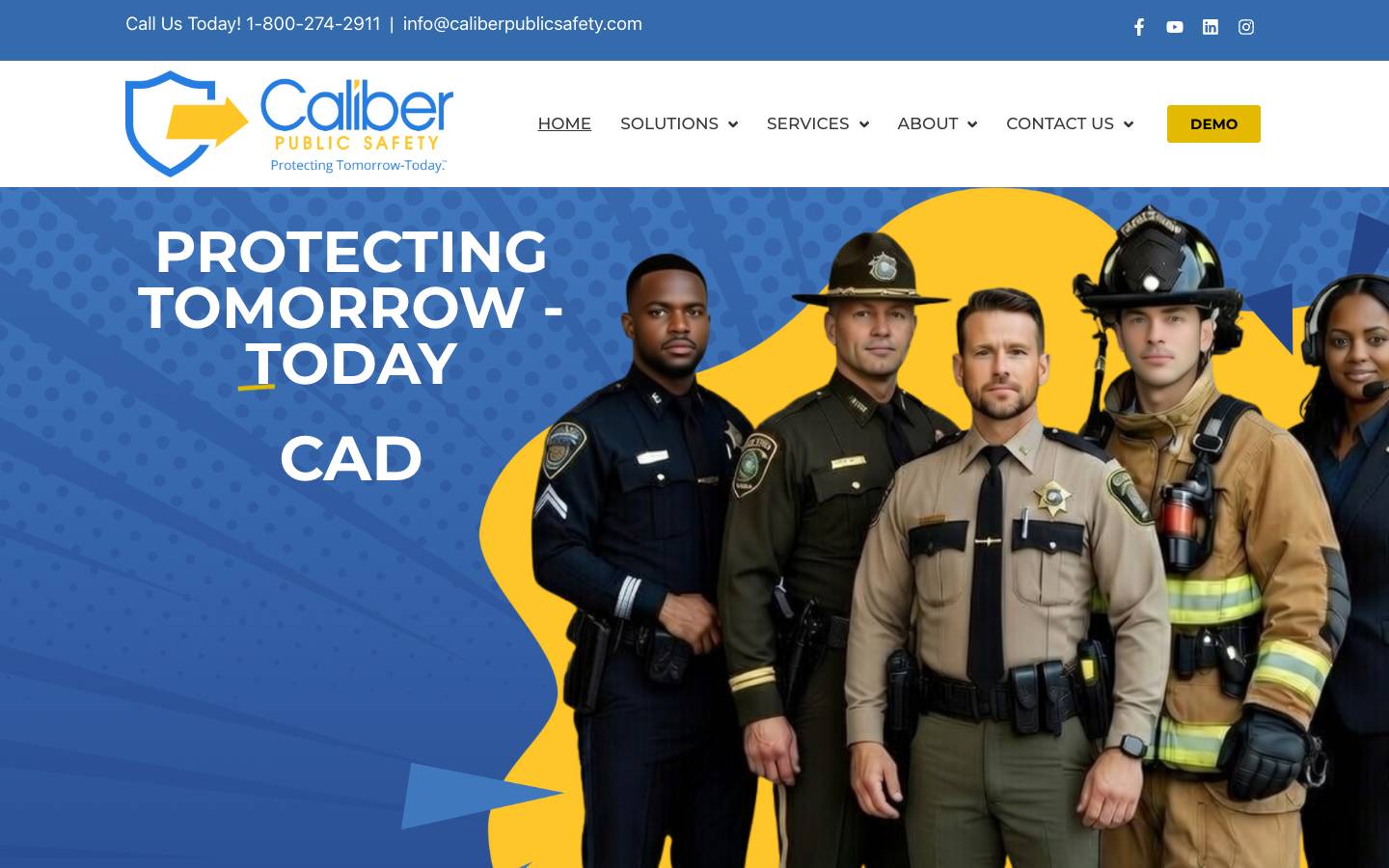 Caliber Public Safety's homepage, as read on Oct 2, 2026