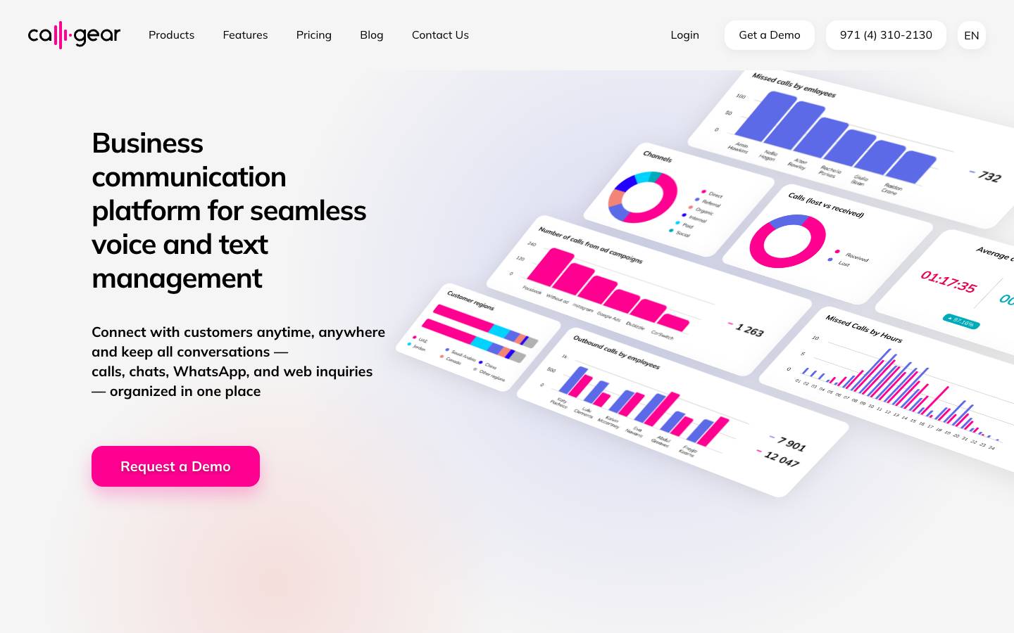 CallGear's homepage, as read on Oct 2, 2026
