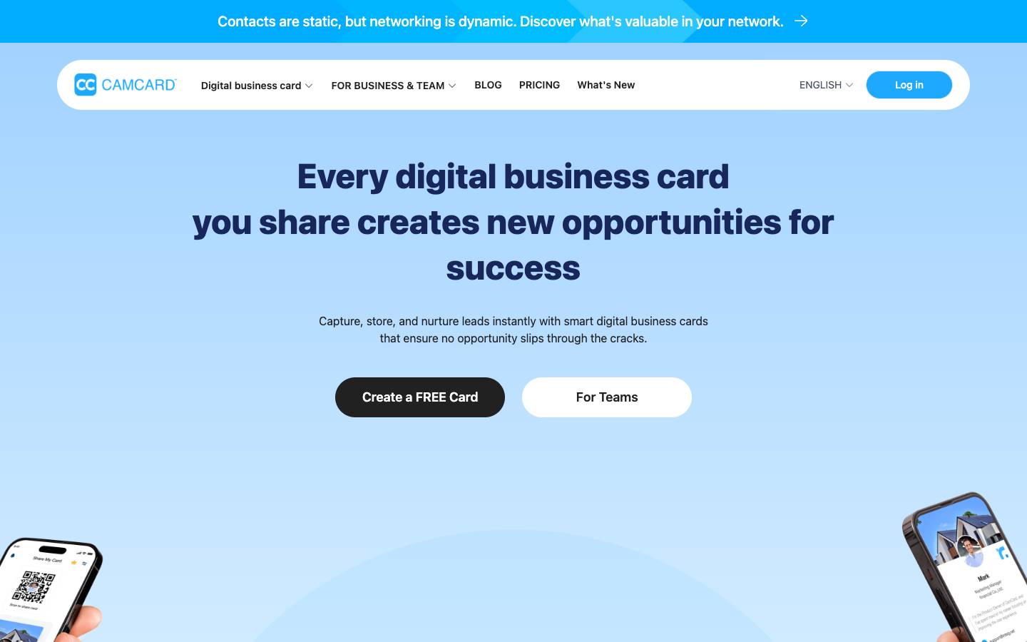 CamCard's homepage, as read on Oct 2, 2026