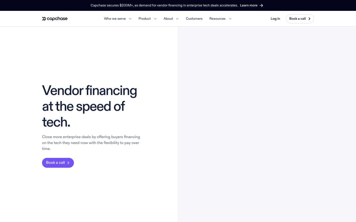 Capchase's homepage, as read on Oct 2, 2026