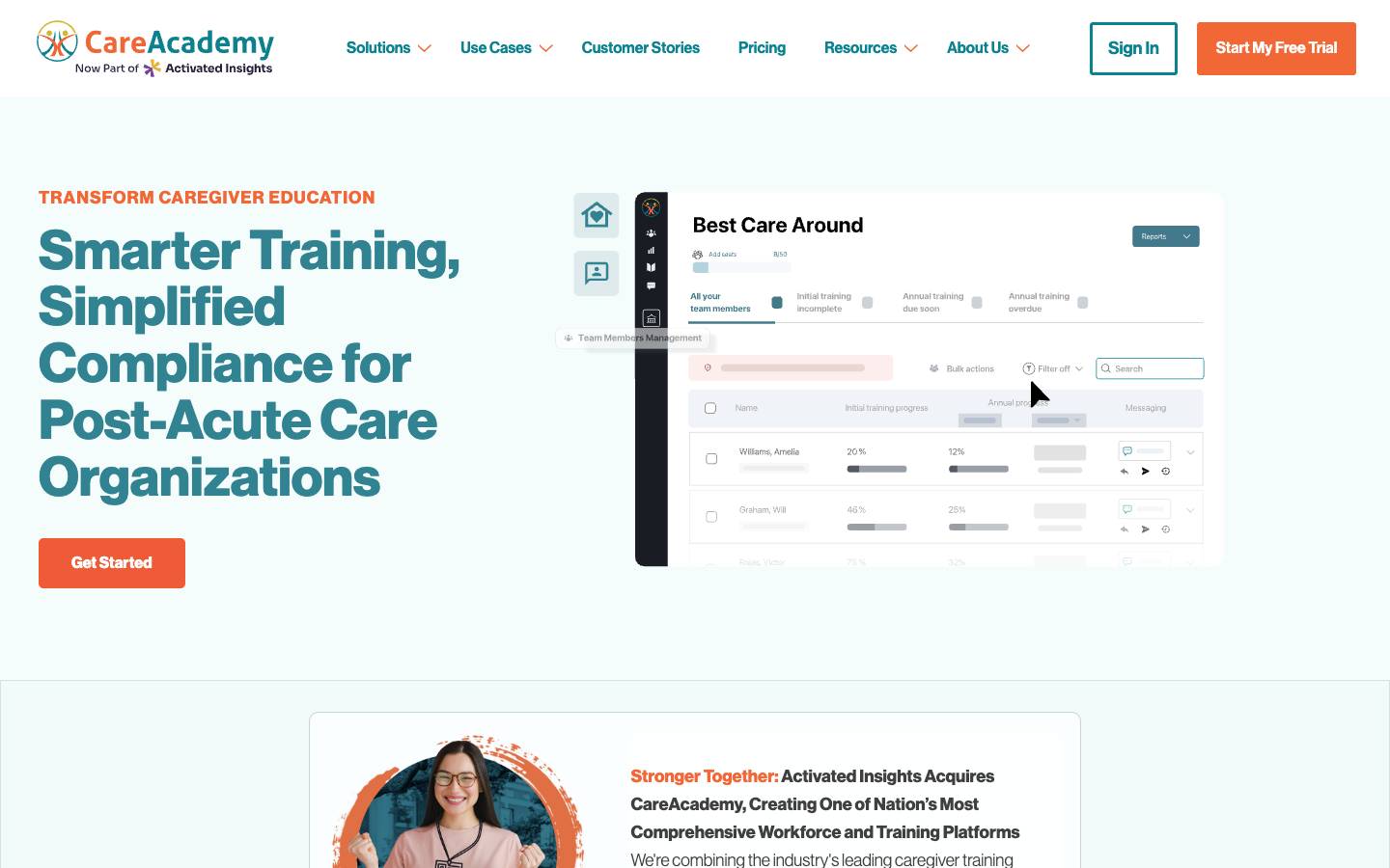 CareAcademy's homepage, as read on Oct 2, 2026