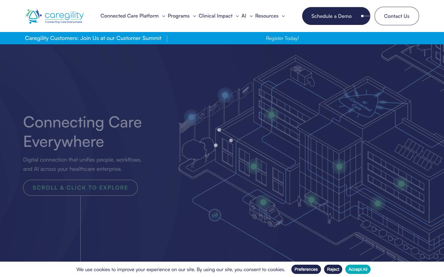 Caregility's homepage, as read on Oct 6, 2026
