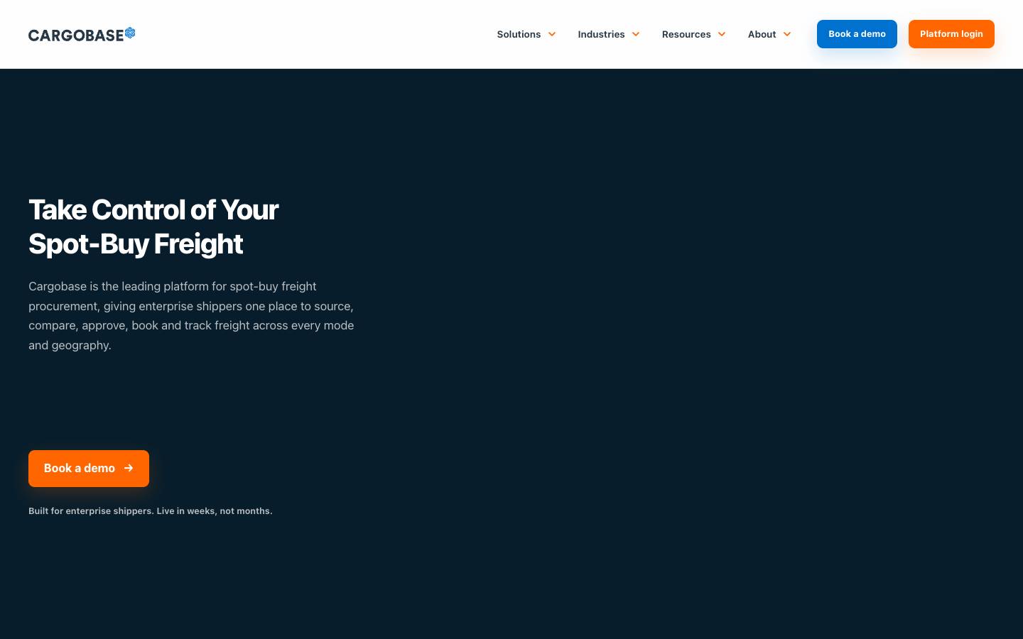Cargobase's homepage, as read on Oct 2, 2026
