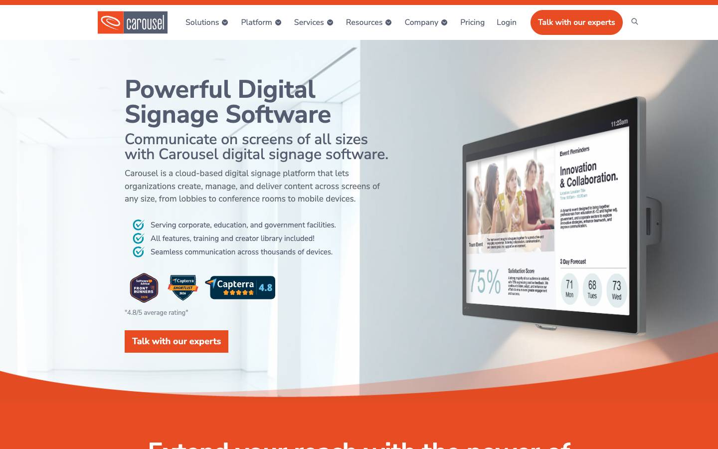 Carouselsignage's homepage, as read on Oct 2, 2026