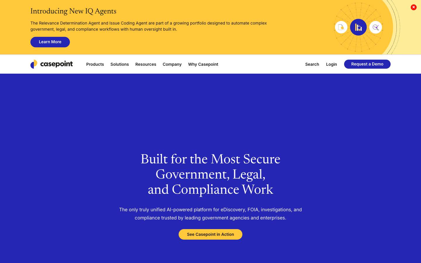 Casepoint's homepage, as read on Oct 6, 2026