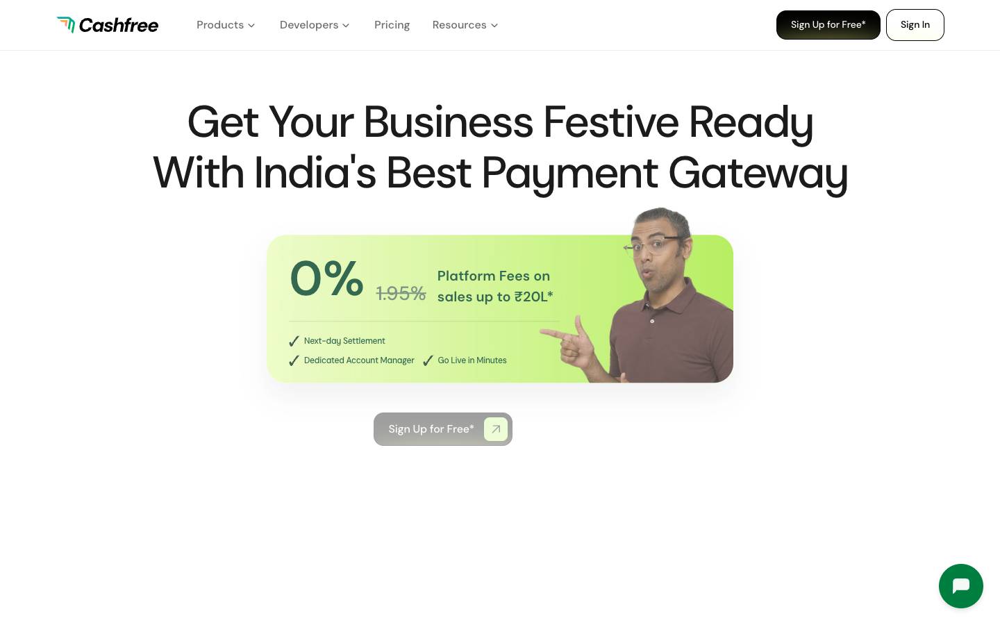 Cashfree Payments's homepage, as read on Oct 2, 2026
