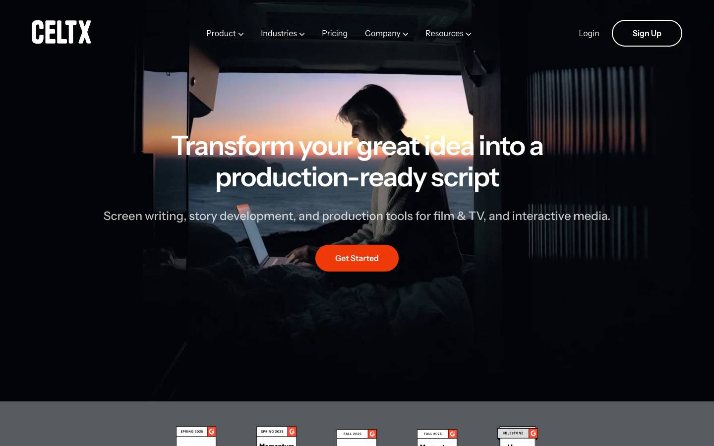 Celtx's homepage, as read on Oct 2, 2026