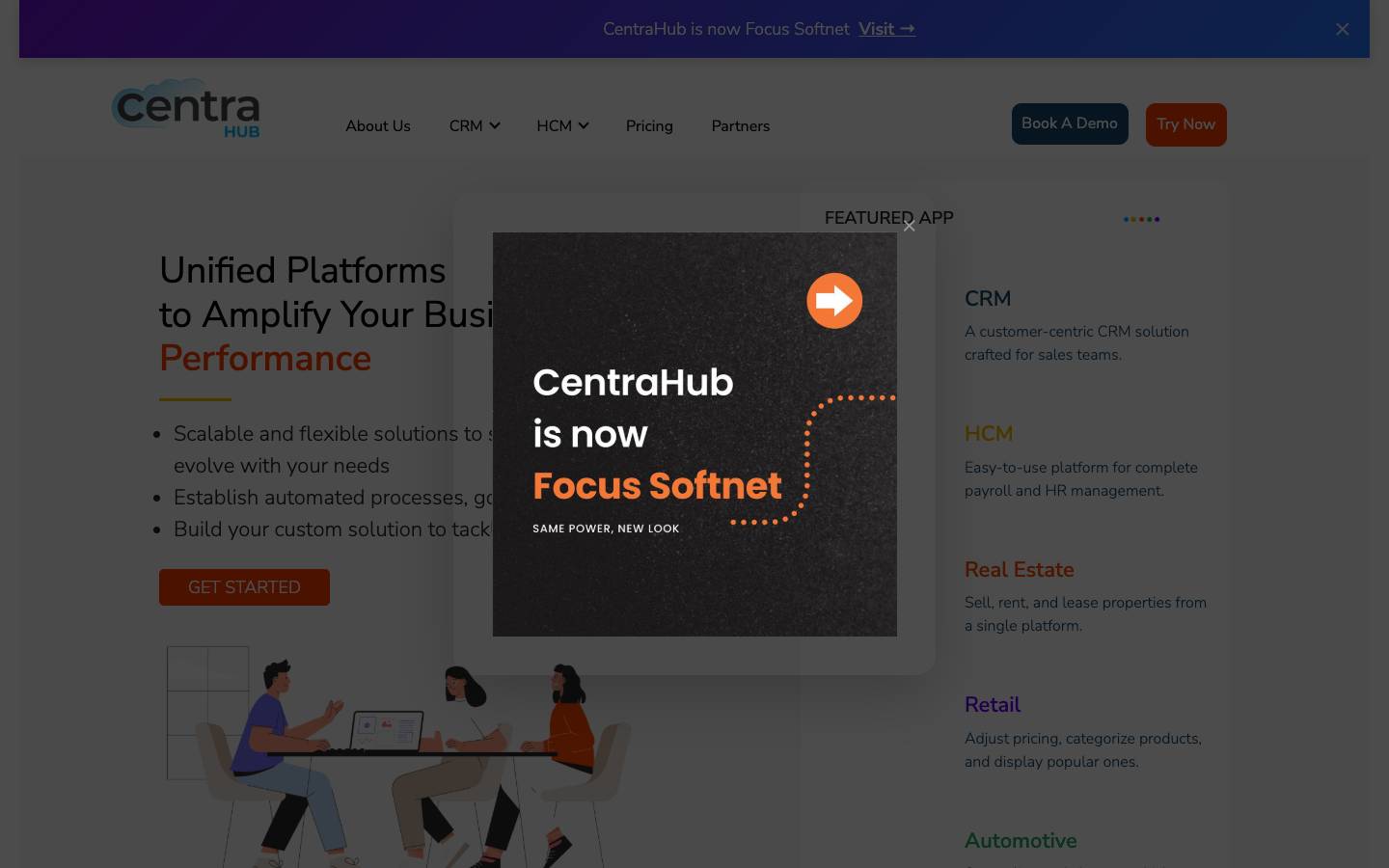 CentraHub's homepage, as read on Oct 2, 2026