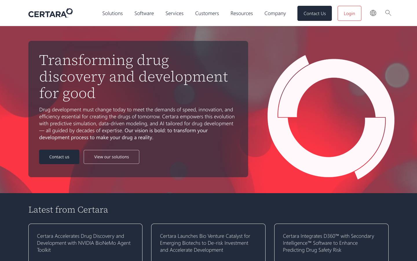 Certara's homepage, as read on Oct 2, 2026