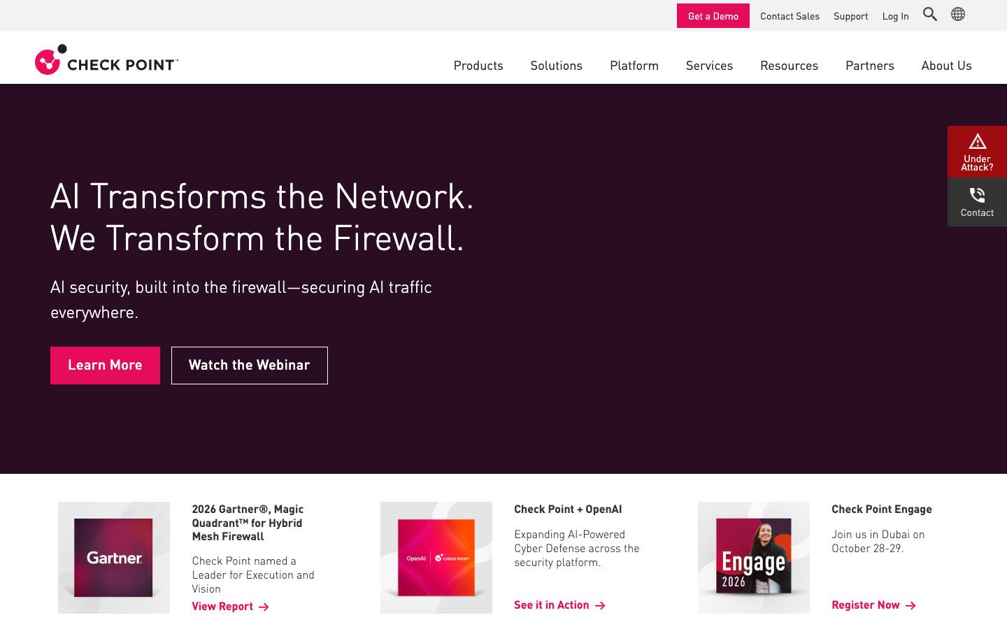 Check Point's homepage, as read on Oct 2, 2026