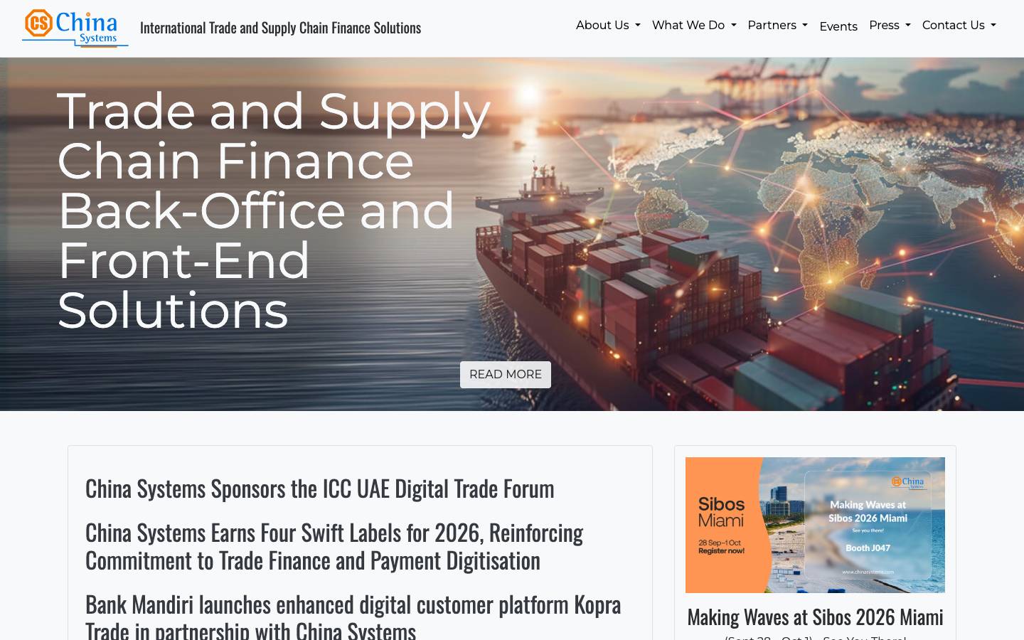China Systems's homepage, as read on Oct 2, 2026