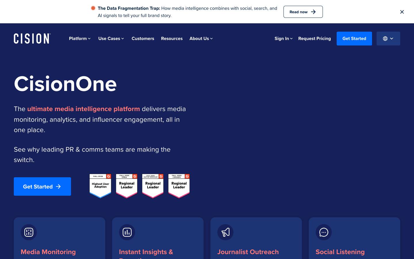 Cision's homepage, as read on Oct 2, 2026