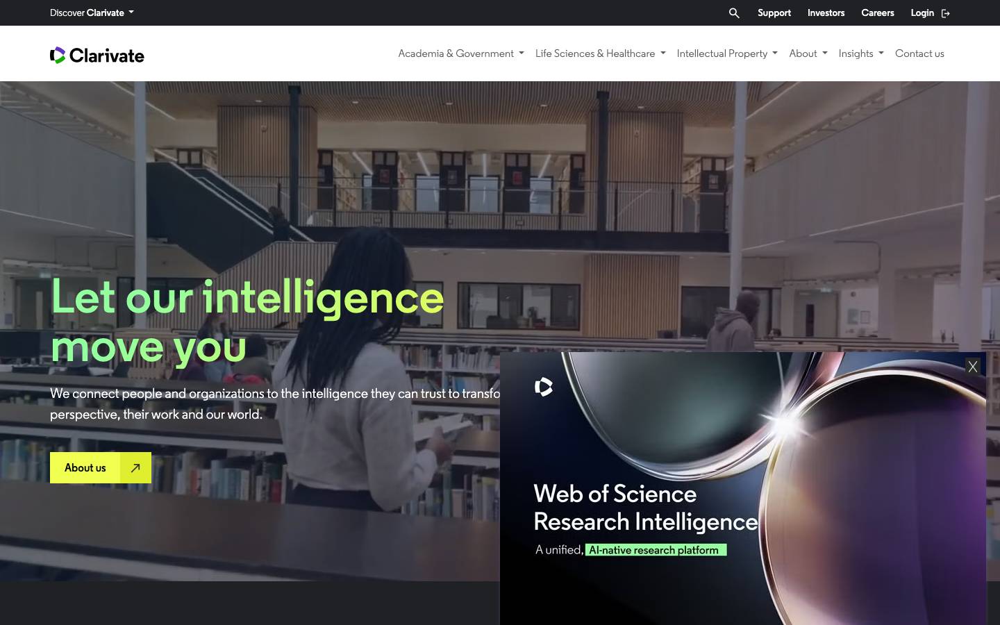 Clarivate's homepage, as read on Oct 2, 2026