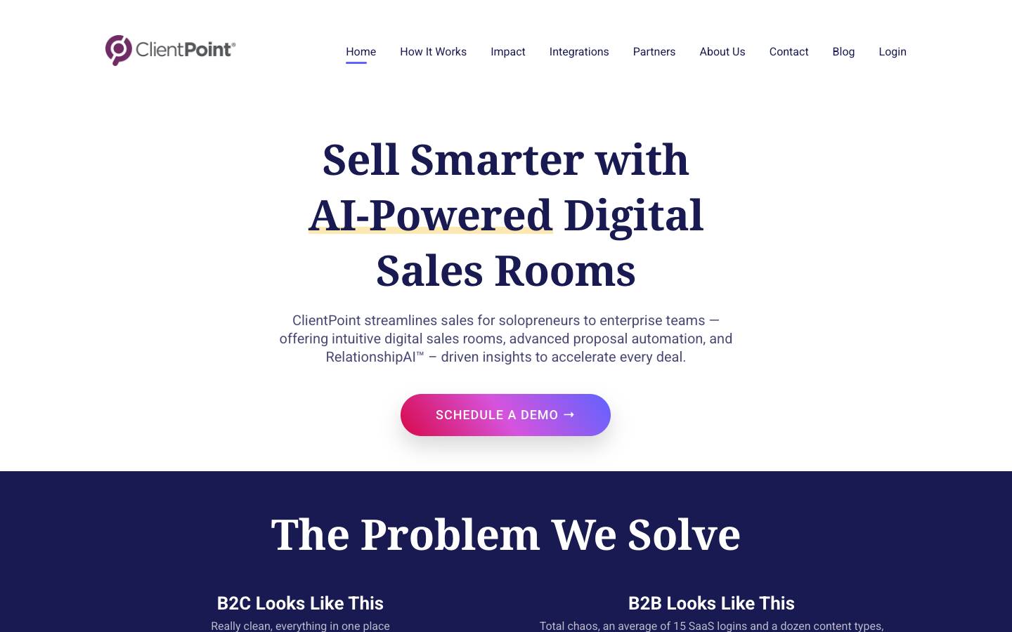ClientPoint's homepage, as read on Oct 2, 2026
