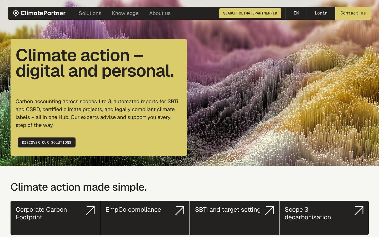 ClimatePartner's homepage, as read on Oct 2, 2026