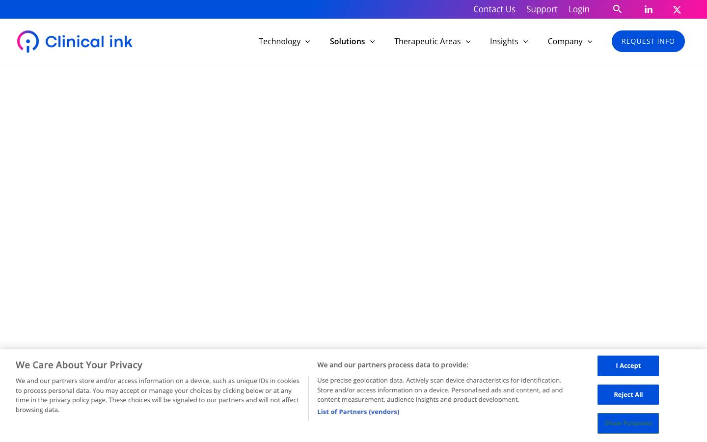 Clinical ink's homepage, as read on Oct 2, 2026