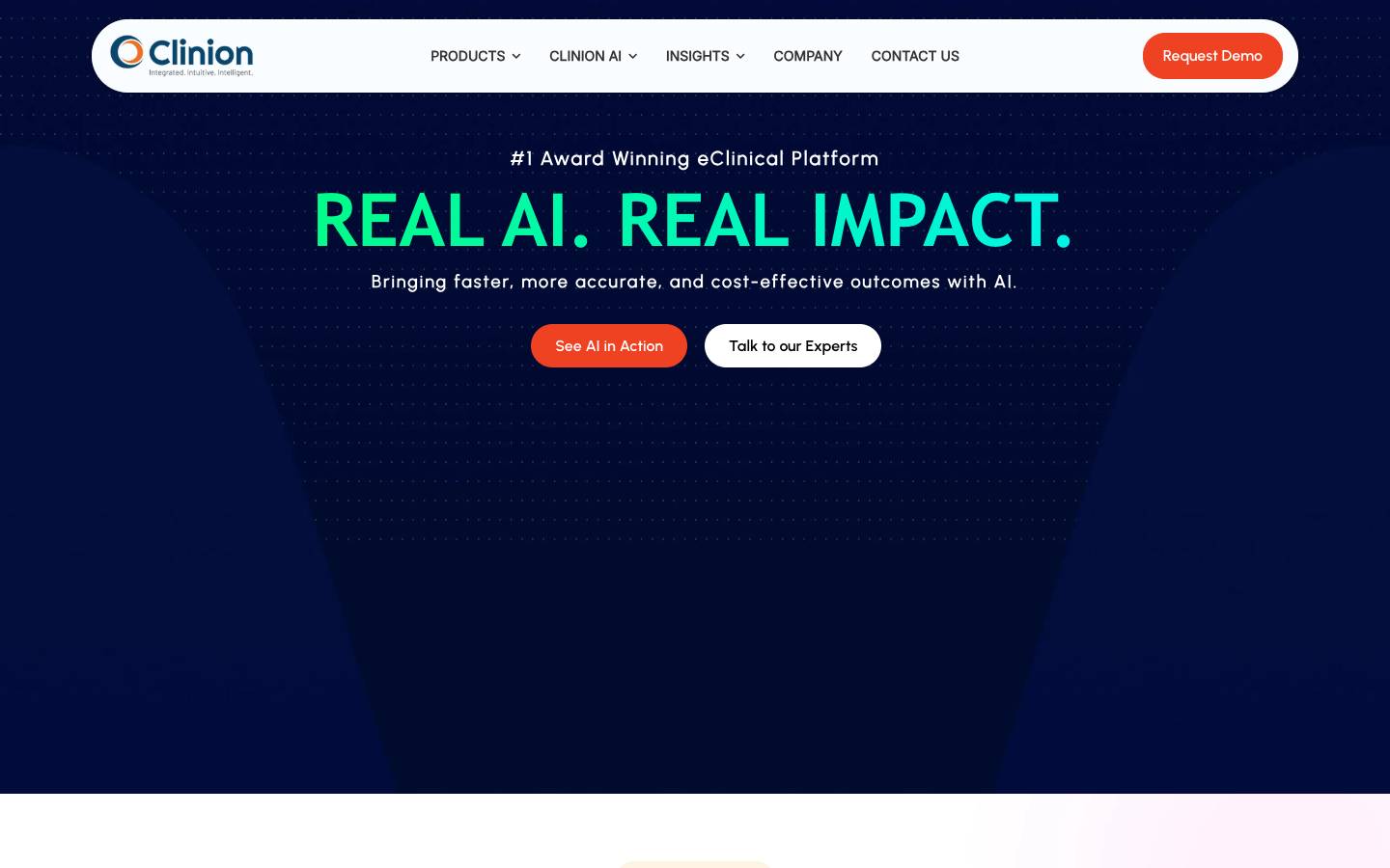 Clinion's homepage, as read on Oct 2, 2026